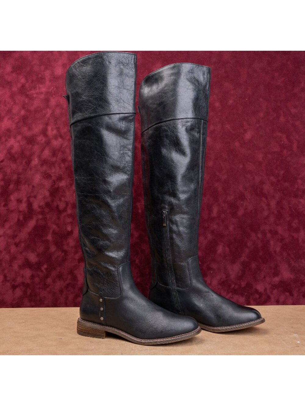 Franco Sarto Women Haleen Black Leather OTK Party Night Riding Boots sz 8.5